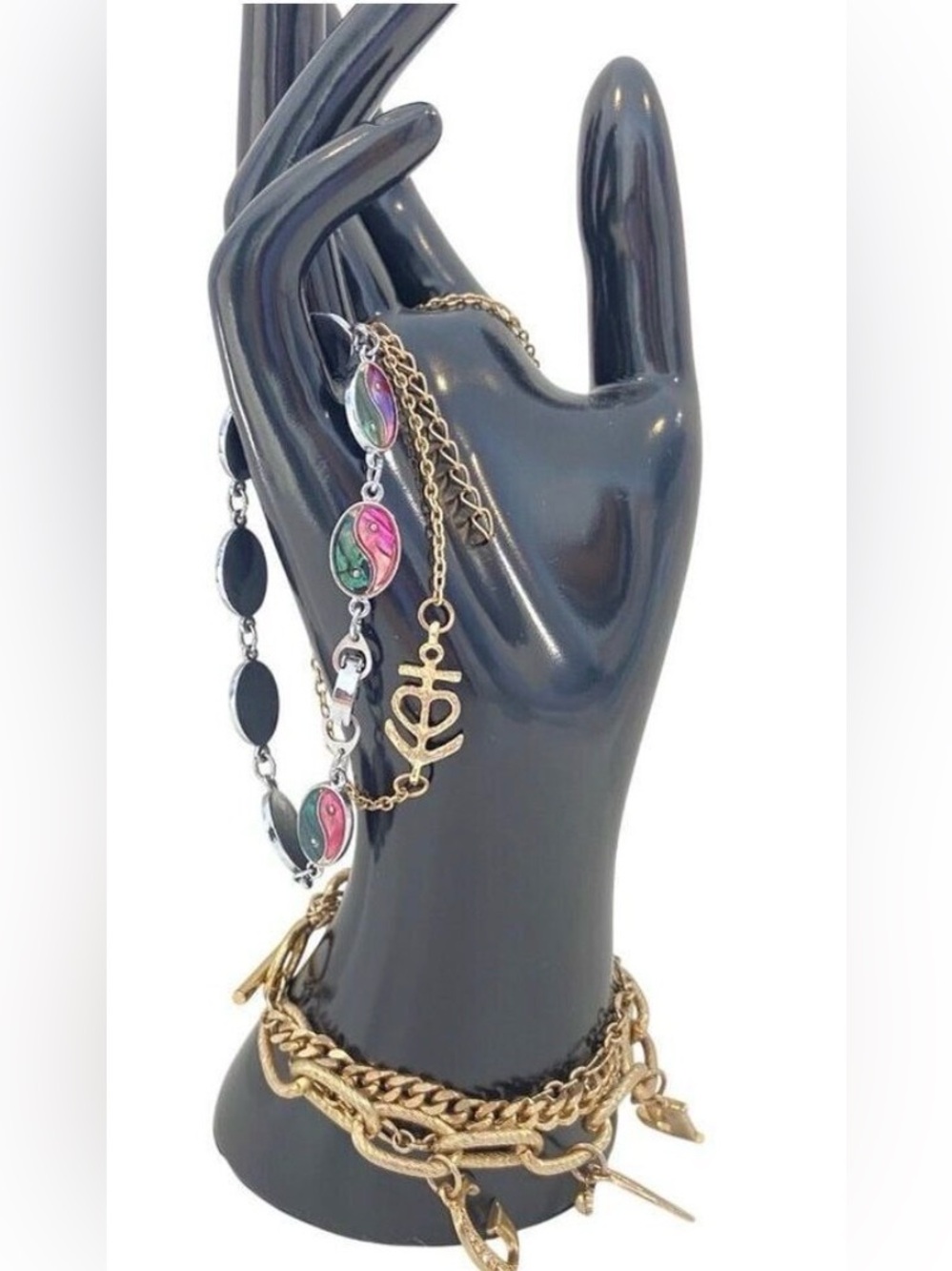 Gold & Multicolor Bracelet Bundle With Charms & Chains Includes Sarah Heart Desi